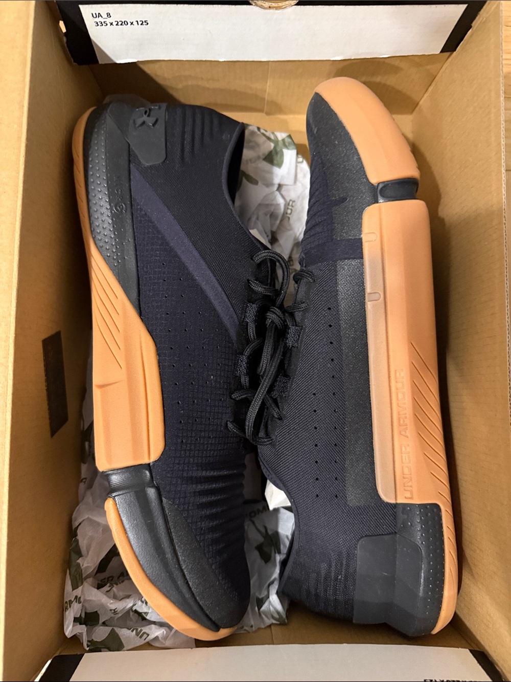 Under Armour Black Athletic Shoes with Gum Outsole Accent